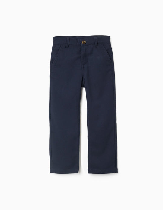 Slim twill chino trousers B&S for boys, dark blue