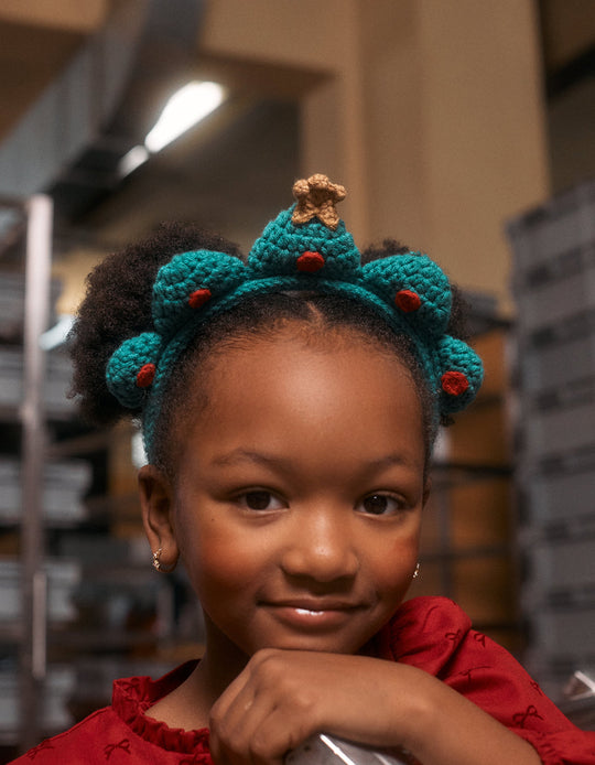 Knitted Headband with Star for Babies and Girls 'Christmas', Green