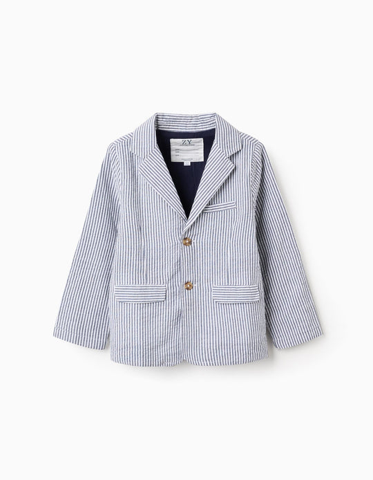 BLAZER SEERSUCKER, DARK BLUE, 5/6