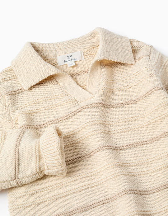 SWEATER COTTON POLO  WHITE