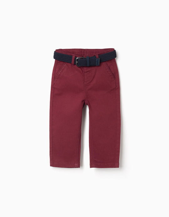 CHINO PANTS TWILL, DARK RED, 24/36M