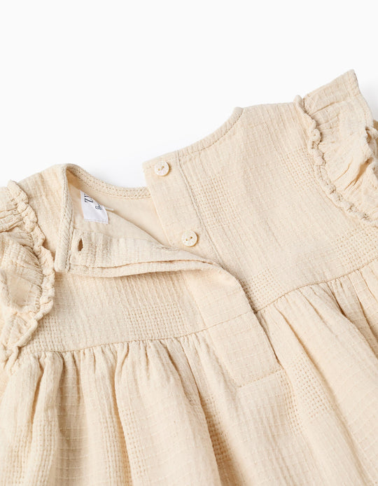 LS DRESS DOBBY  WHITE