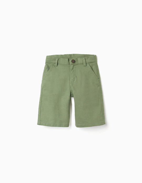 SHORTS LINEN, GREEN, 5/6