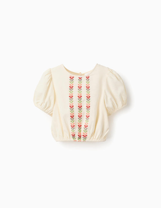 SS BLOUSE COTTON, BEIGE, 9/10