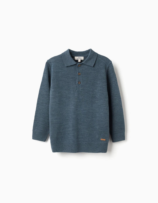 SWEATER POLO LINEN DARK BLUE