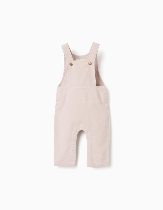 Corduroy dungarees for newborn boys, light beige