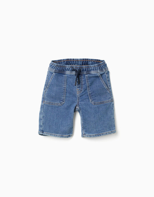 SHORTS KNIT DENIM, BLUE, 11/12
