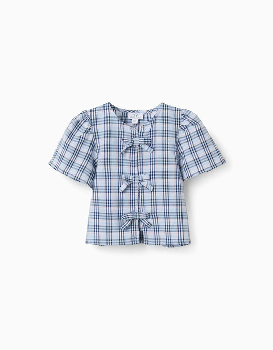 SS SHIRT CHECK For  GIRL DARK BLUE