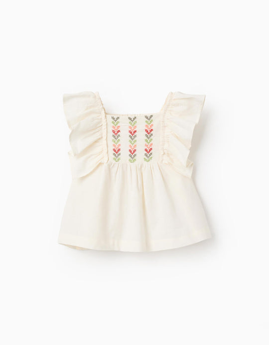 SS SHIRT SLUB COTTON, BEIGE, 2/3