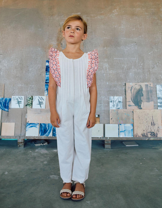 OVERALL RUFFLE For  GIRL LIGHT BEIGE