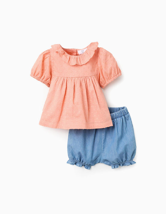 2P SET TOP SHORTS, LIGHT ORANGE, 3/4