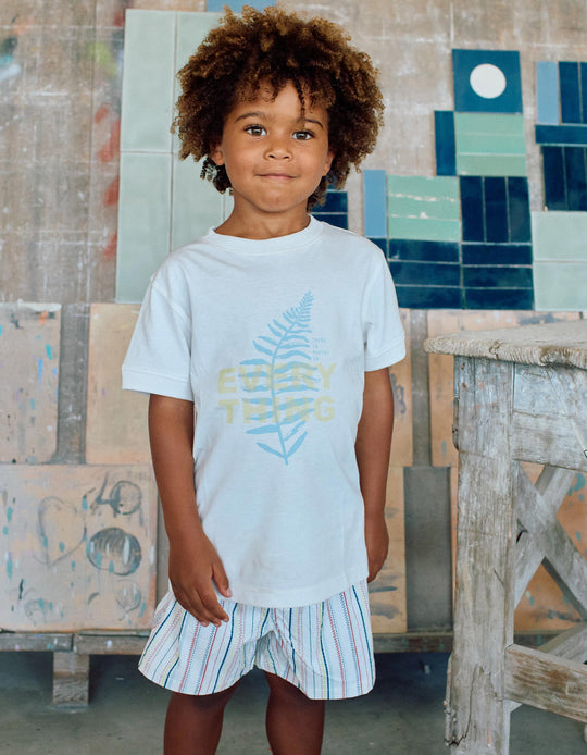 Cotton T Shirt With Everything Print For Boys White