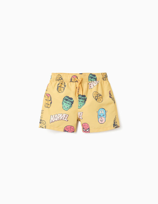 شورت سباحة بطبعة Marvel مع رباط للأولاد، أصفر