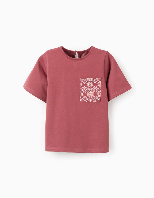 SS TSHIRT EMBROIDERY For  GIRL BROWN