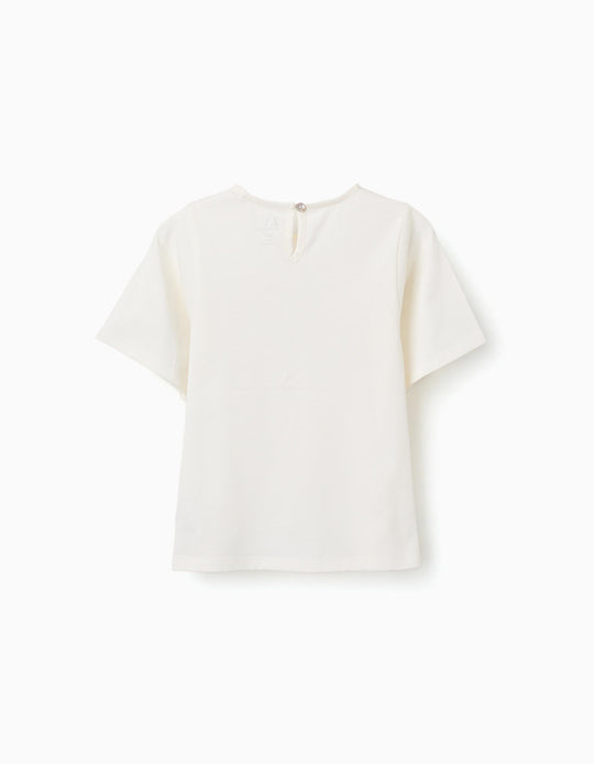 SS TSHIRT EMBROIDERY For  GIRL LIGHT BEIGE