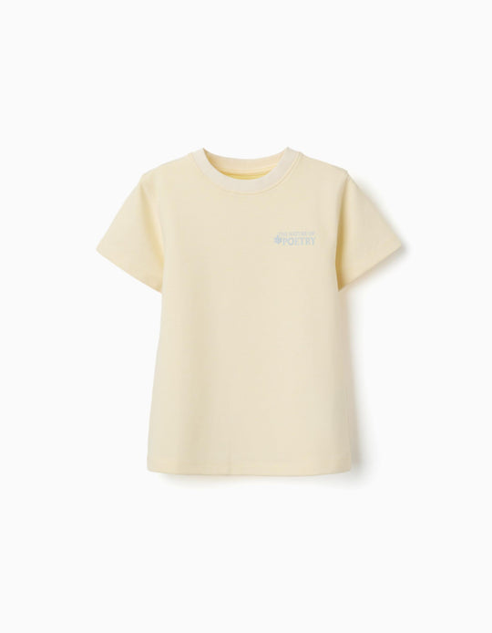 Ribbed T Shirt With Poetry Print For Boys Yellow