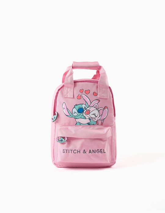 Backpack with Stitch and Angel print for girls  pink