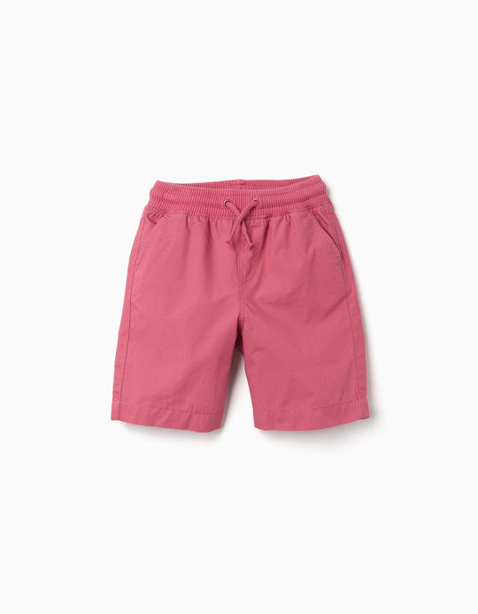 Midi Poplin Shorts With Drawstring And Pockets For Boys Dark Pink