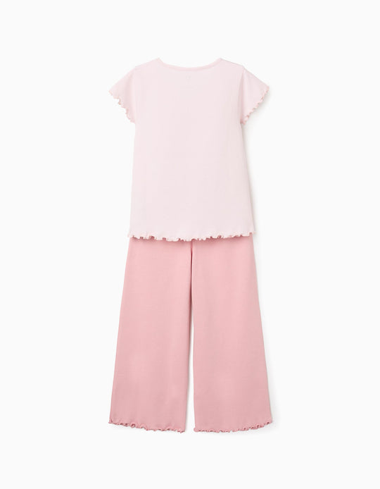 Cotton pyjamas with Superhero print for girls  pink