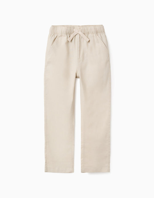 PANTS LINEN, LIGHT BEIGE, 6/7