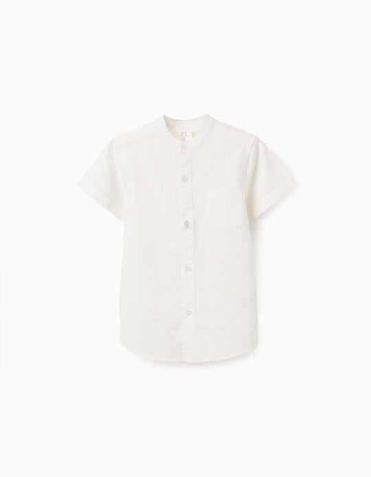 SS SHIRT LINEN, WHITE, 9/10