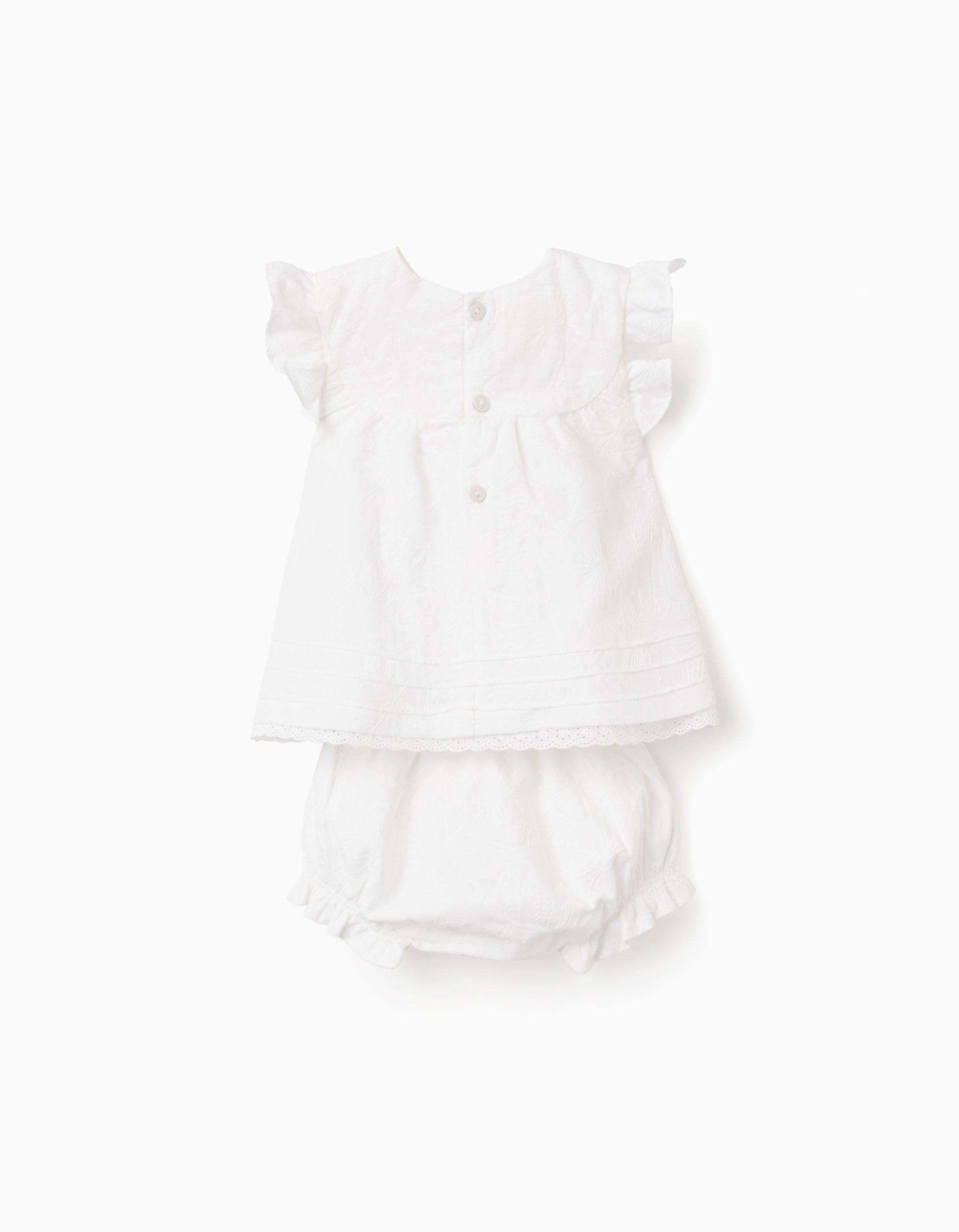 Cotton Blouse and Shorts Set for Newborn  White