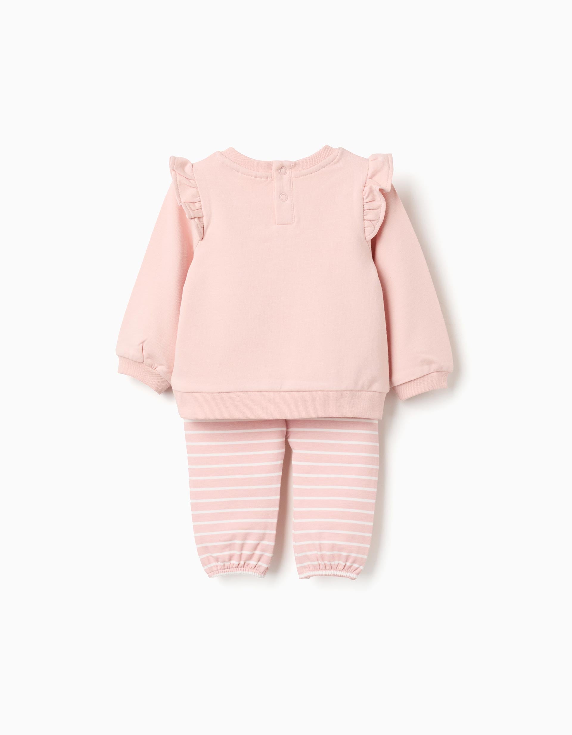 Sweatshirt with Pooh print + trousers for newborn girls  light pink