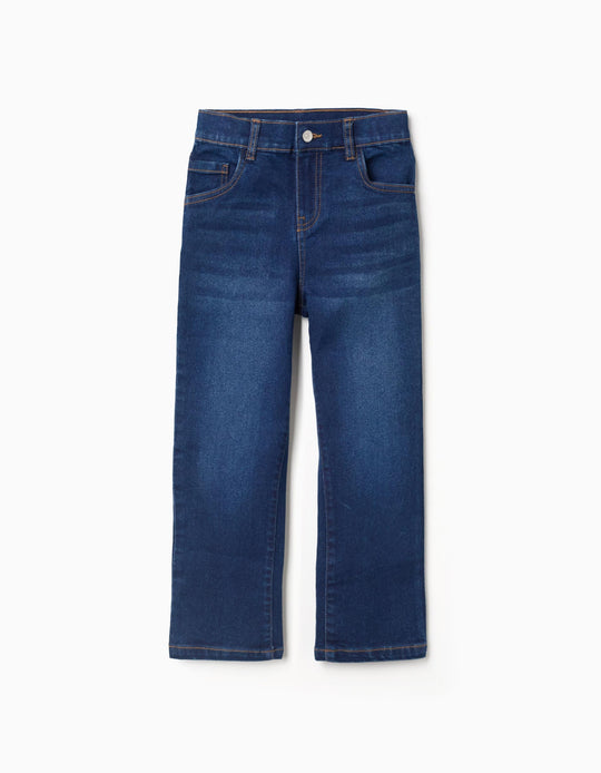 Straight fit denim trousers for boys, dark blue
