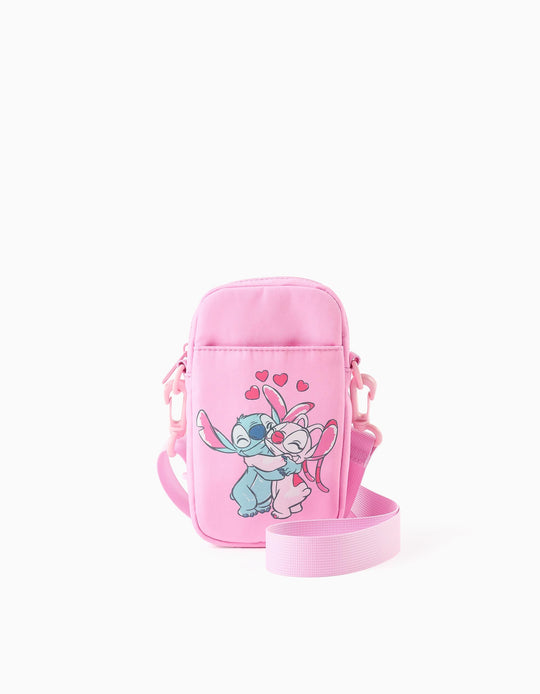 Phone bag with Stitch and Angel print for girls  pink