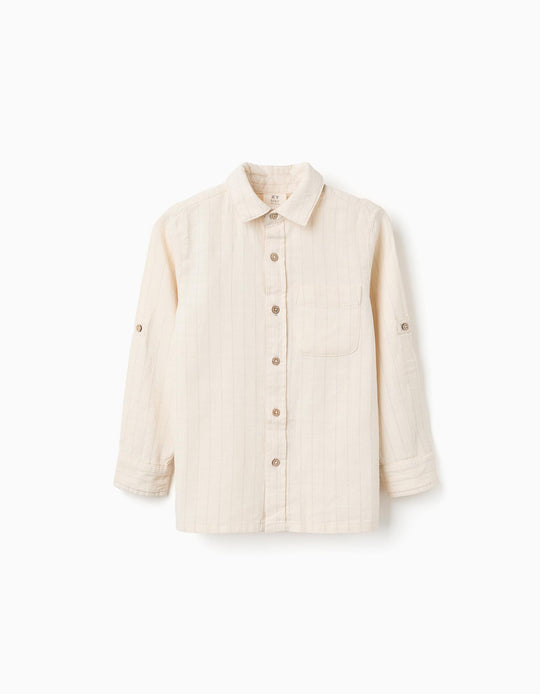 LS SHIRT LINEN, BEIGE, 9/10