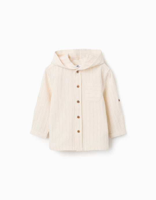 LS SHIRT LINEN, BEIGE, 6/9M