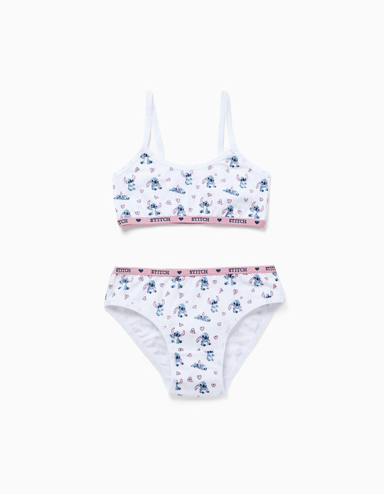 Set of top and briefs with Stitch motif for girls, white