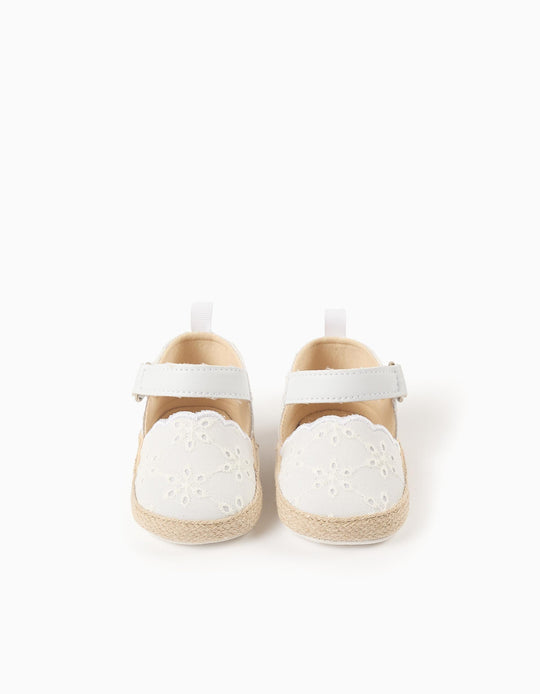 Espadrilles With Touch-Fastening Strap For Newborn Girls, White