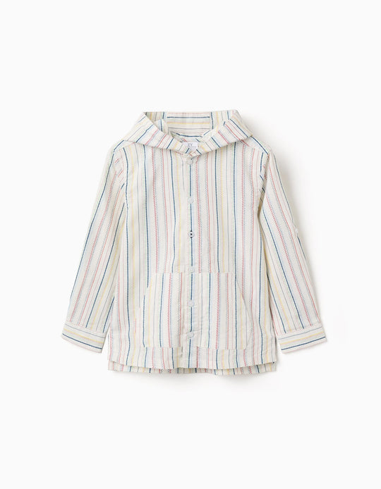 Long Sleeve Cotton Shirt With Stripes B&S For Boys Multicolour