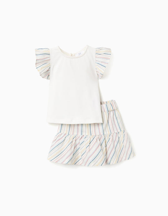 T Shirt + Skort With Ethnic Stripes B&S For Baby Girls Multicolour