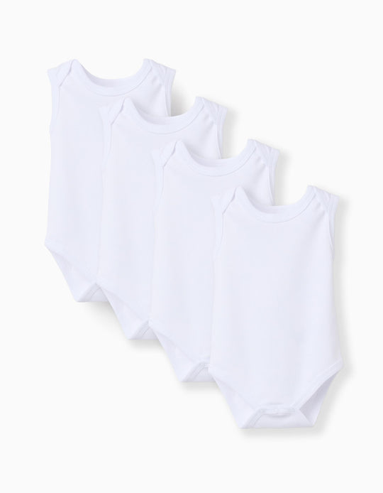 Pack Of 4 Plain SleeveleBodysuits For Newborns And Babies White