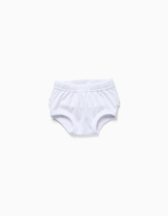 Cotton Briefs With Ruffled Detail For Newborn And Baby Girls White