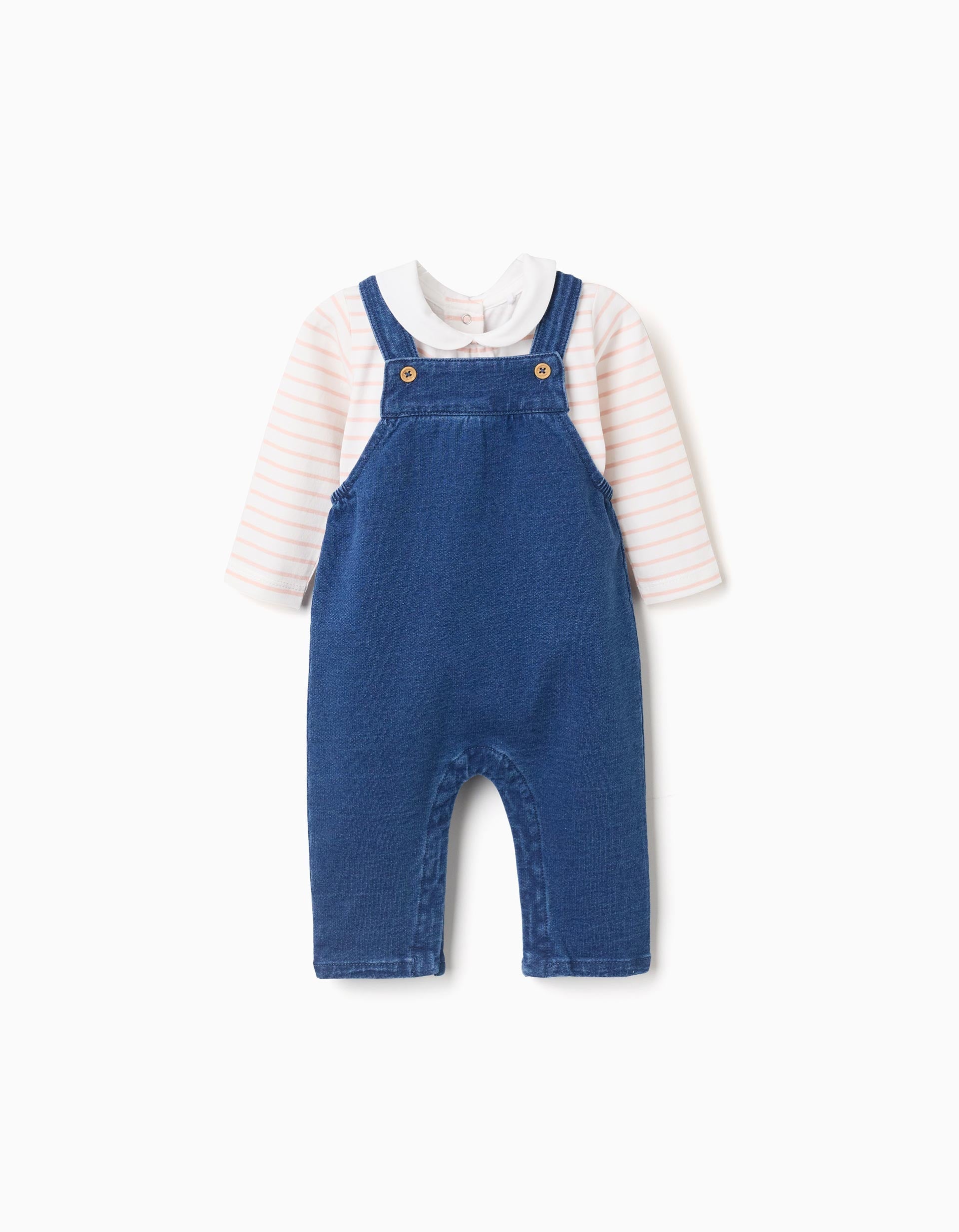 Striped bodysuit + jumpsuit for newborn girls  white/pink/blue