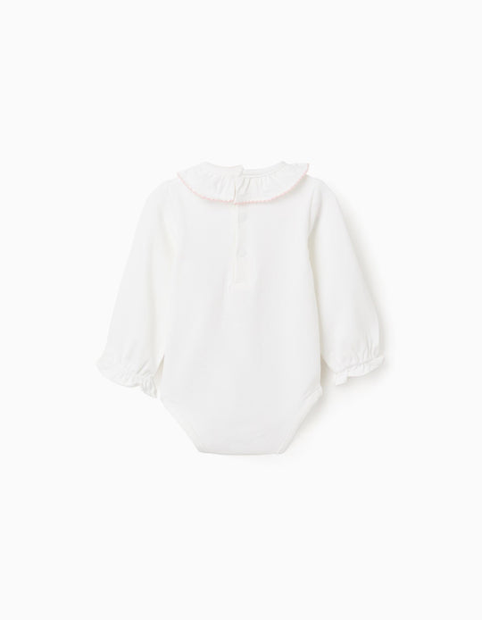 Long sleeve bodysuit with rainbow print for newborn girls  white