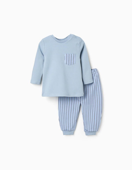 Long sleeve pyjamas with stripes for newborn and baby boys  blue/white