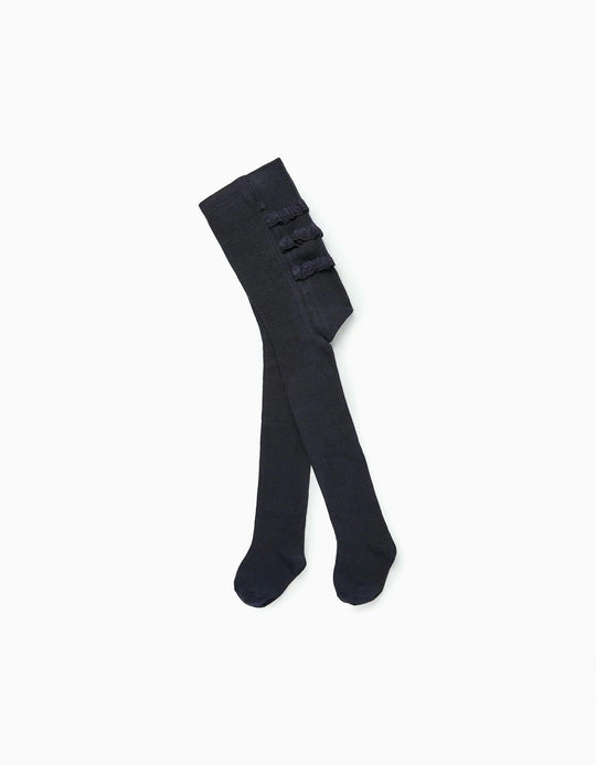Tights With Ruffles For Newborn And Baby Girls, Dark Blue