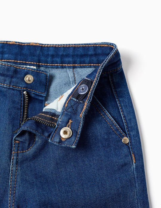 Wide leg denim trousers for baby girls  blue