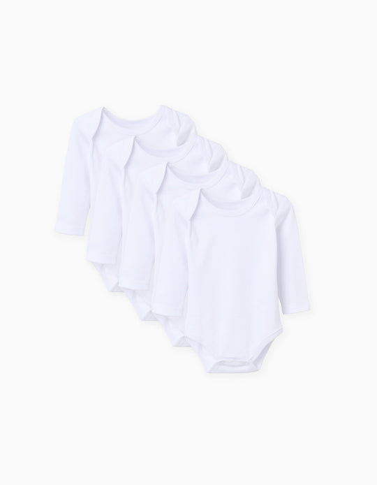Pack of 4 bodysuits with lap shoulders for newborns and babies, white