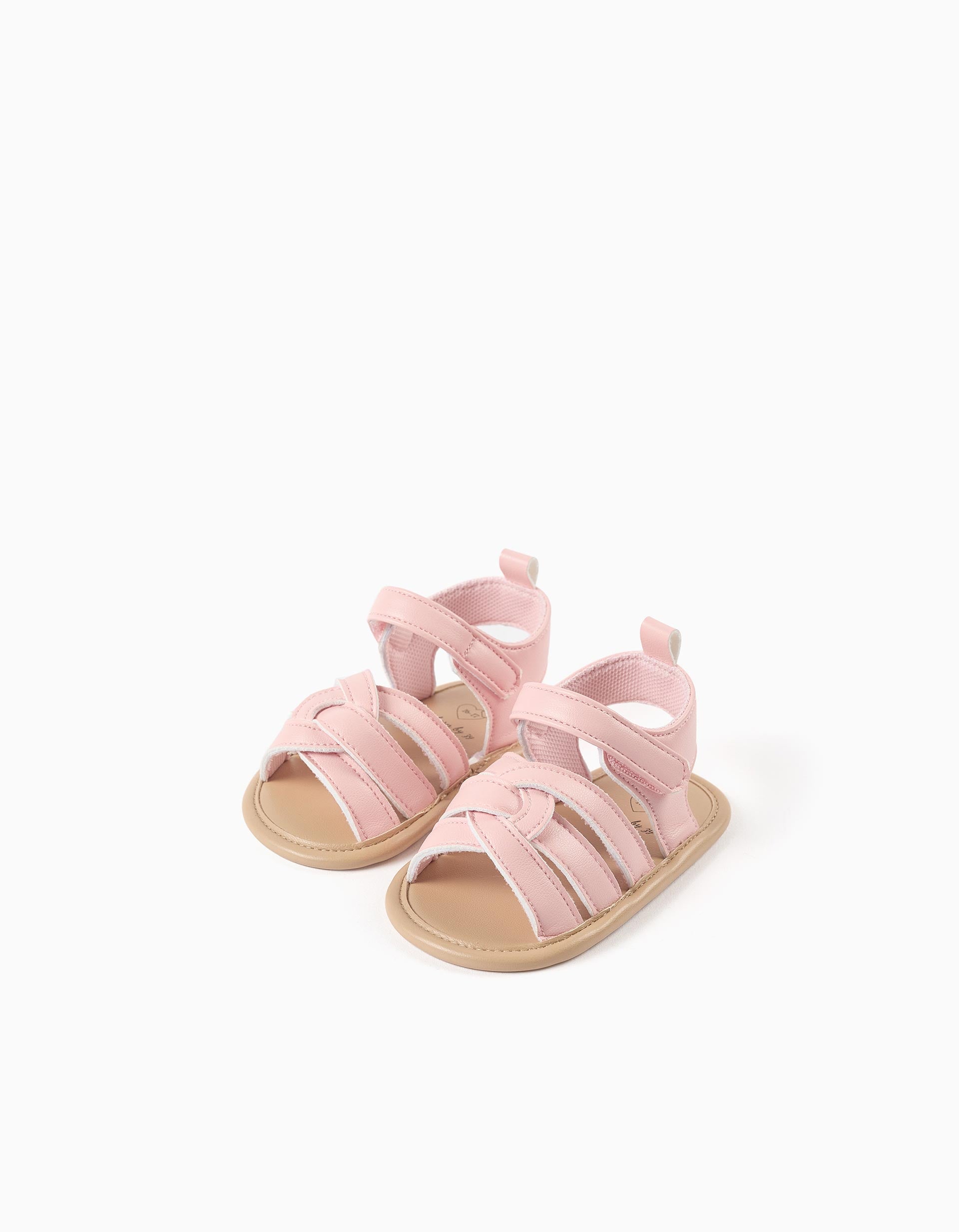 Sandals With Open Toe And Crossed Straps For Newborn Girls Light Pink