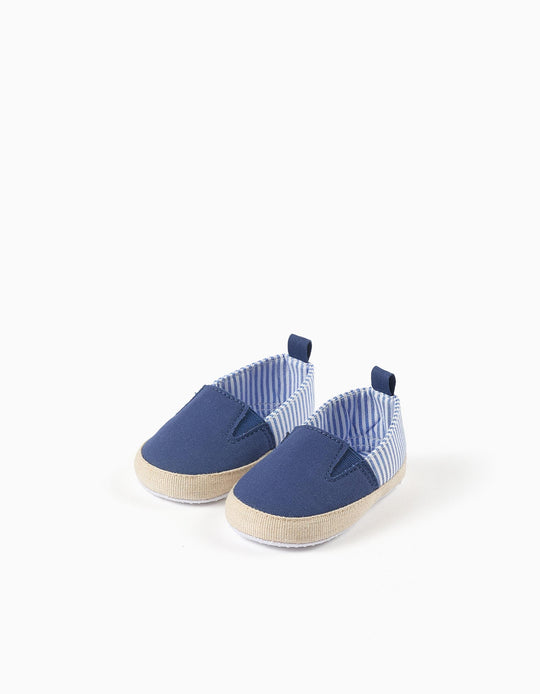 Canvas espadrilles with stripes for newborn boys  white/blue