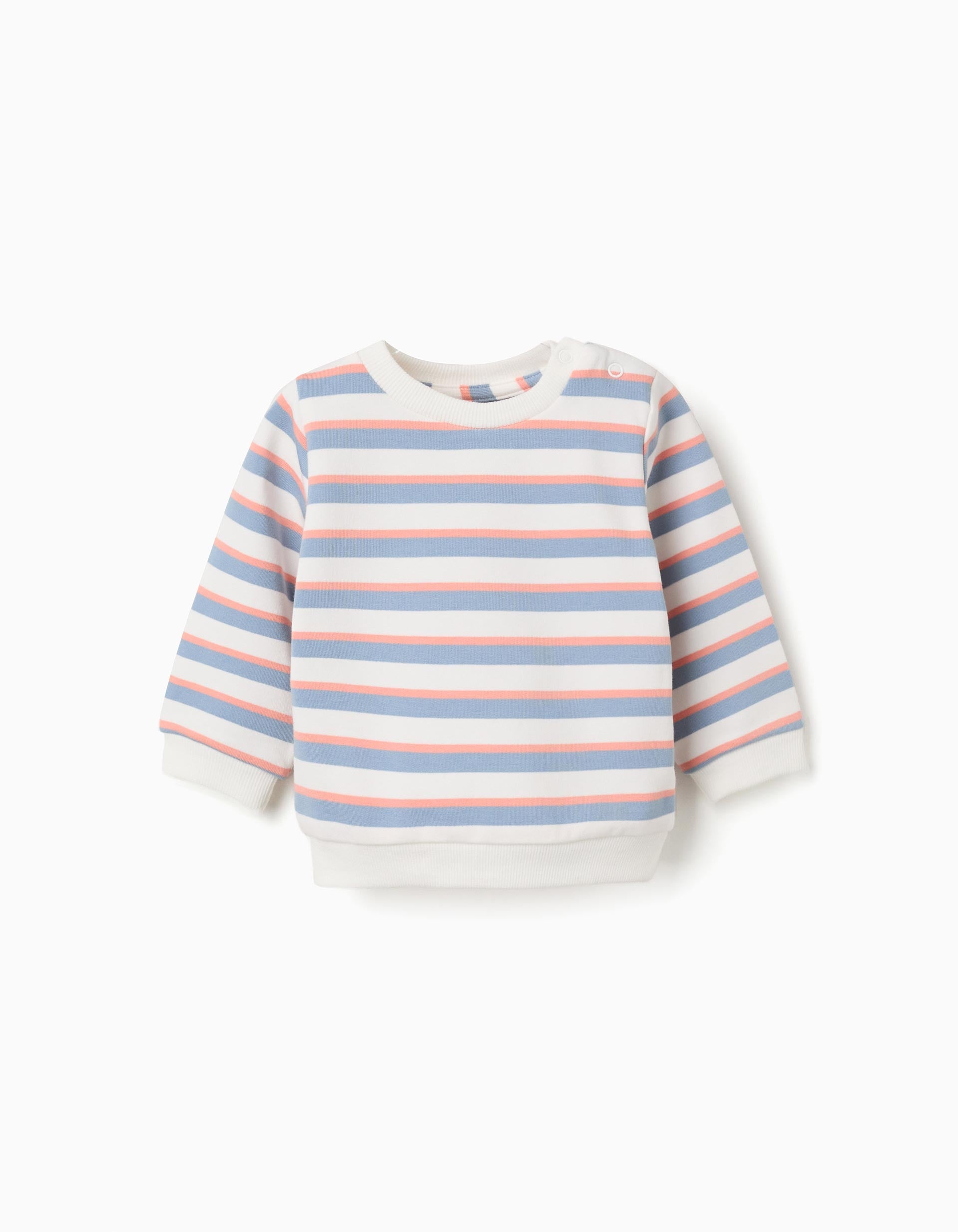 Cotton sweatshirt with stripes for newborn boys  white/orange/blue
