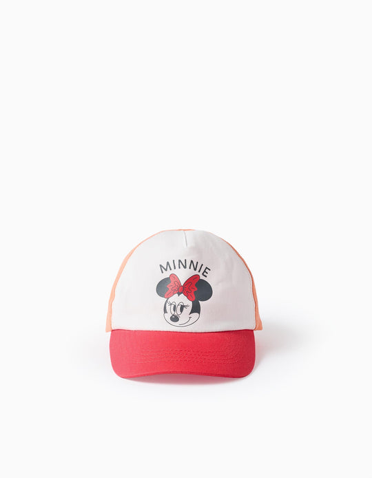 Twill Cap With Minnie Print For Babies And Girls White Red Orange