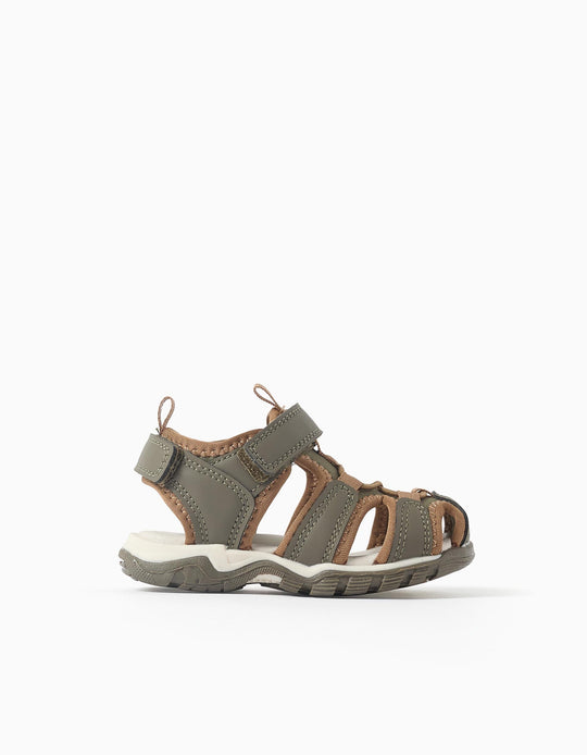 Superlight Fisherman Sandals For Baby Boys, Dark Green/Brown