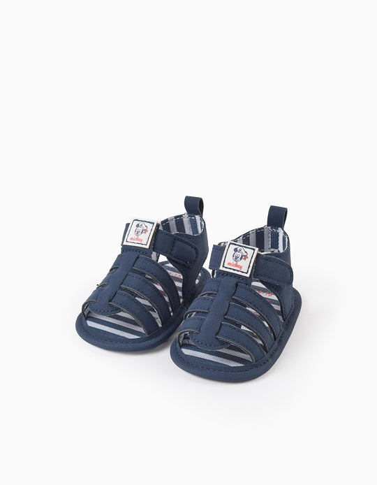 Sandals With Mickey Print For Newborn Boys, Dark Blue