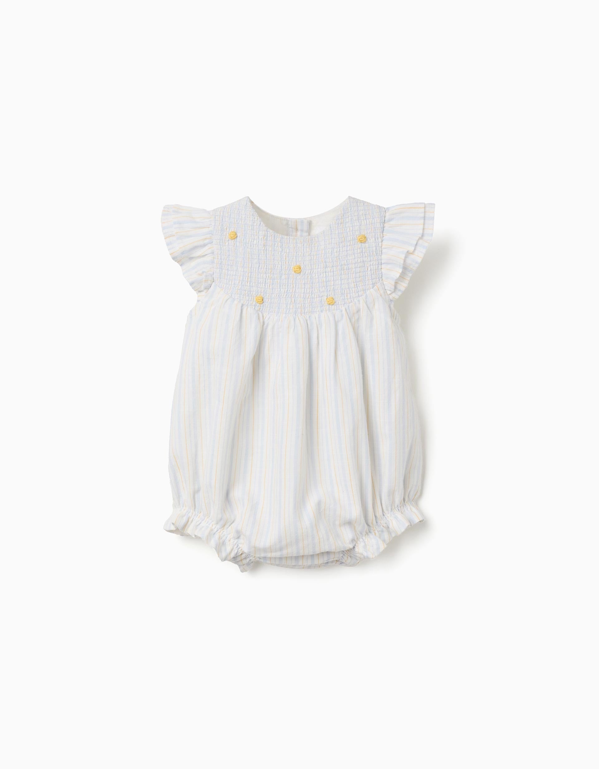 Striped Cotton Romper B&S For Newborn Girls White Yellow Blue